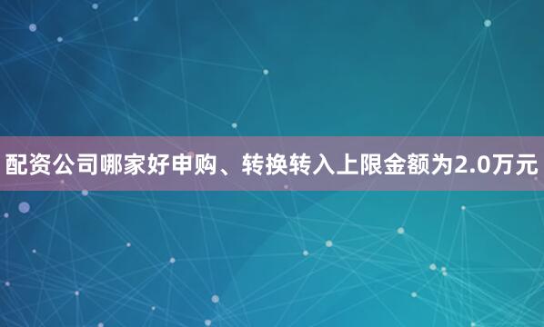 配资公司哪家好申购、转换转入上限金额为2.0万元